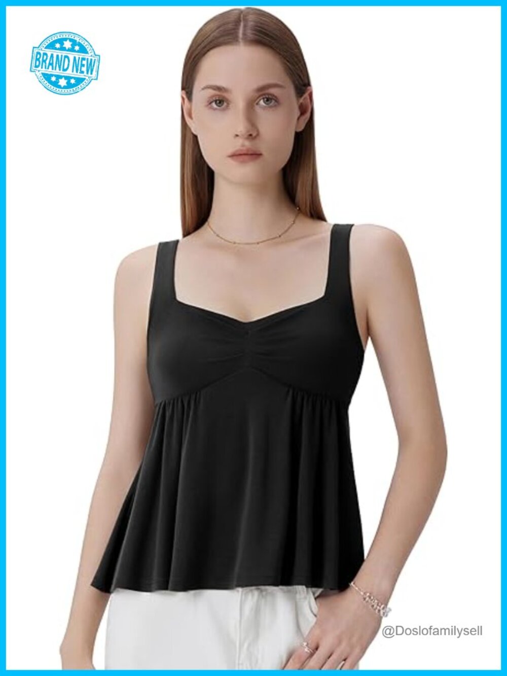 Babydoll Tank Tops with Built in Bra Peplum Flowy Summer Going Out Tops